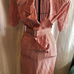 VINTAGE Alcott & Andrews 8 Red 1/2 Sleeve Dress with Belt READ MEASUREMENTS